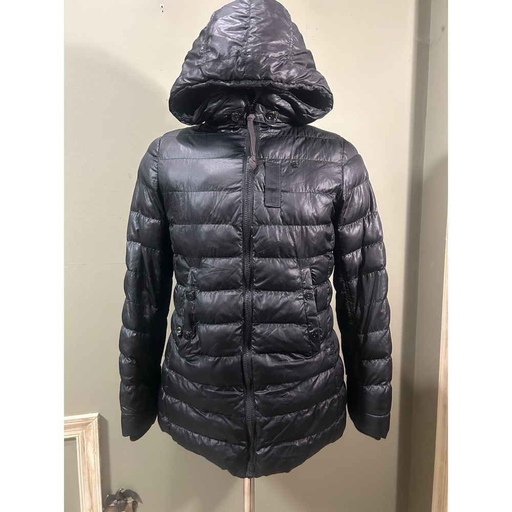 G-STAR RAW Whistler Hooded Womens Black Puffer Coat Jacket Sz Med Streetwear